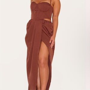 Brown Corset Maxi Dress